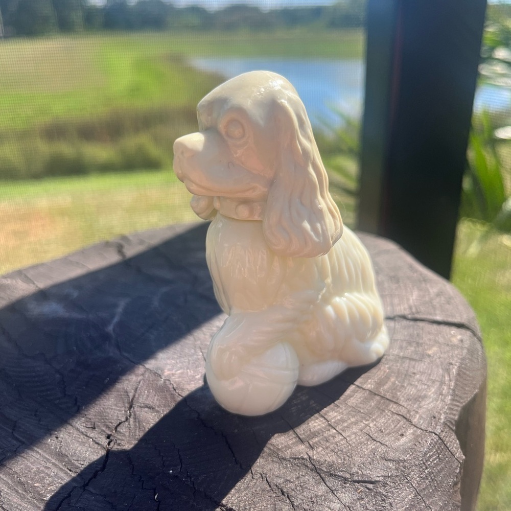 Avon Vintage Bottles Patchwork Cologne Decanter Cocker Spaniel White Dog - Picture 2 of 5